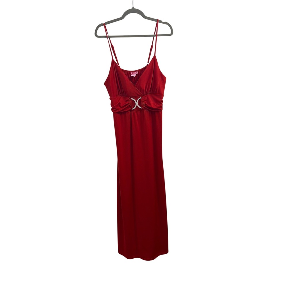 Maxi Dress Rhinestone Y2K She's Cool Womens XL Red Padded Adjustable Strap